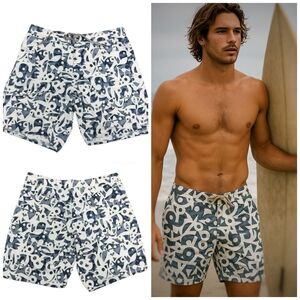 PATAGONIA Wavefarer Boardshorts  Swim Trunks Blue Print Surf Large